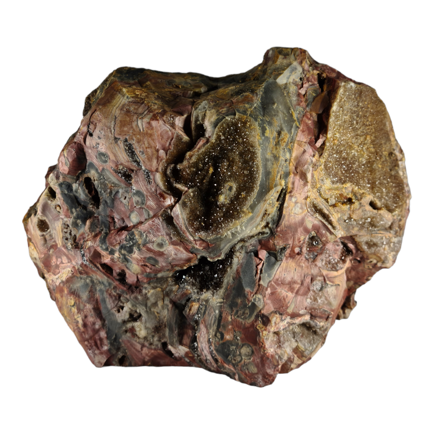 Stromatolite (with quartz and smokey quartz crystals)